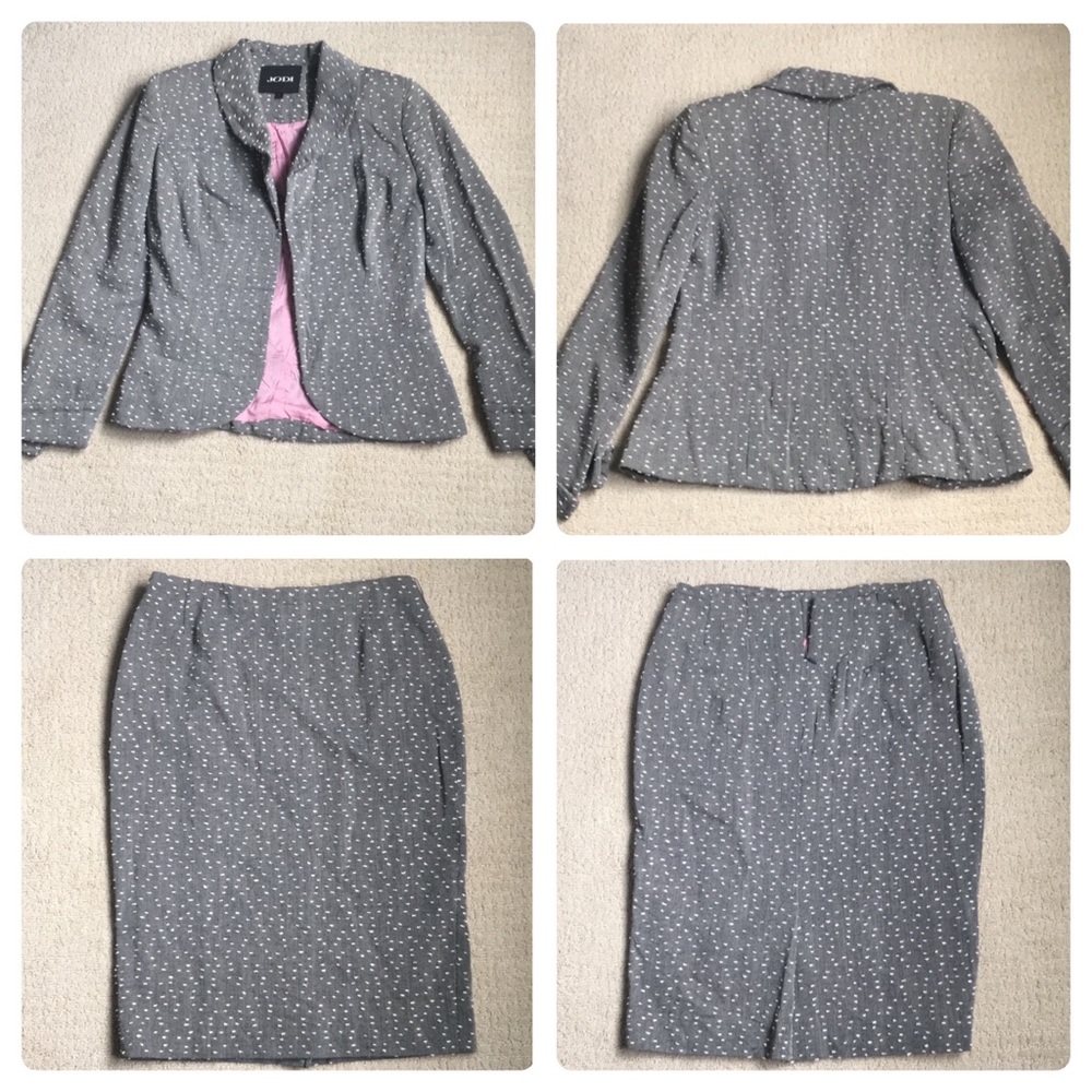 🇨🇦 100% Wool Pencil Skirt & Jacket Set - Size 2 - Gray/White • Made in Canada - Picture 2 of 16